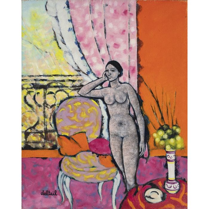 Girl In Front of the Pink Curtain 