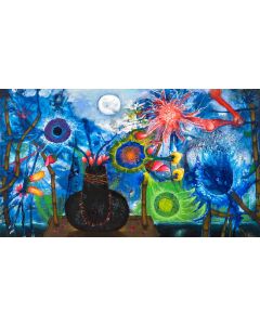 Kumbh with flowers in Moonlight