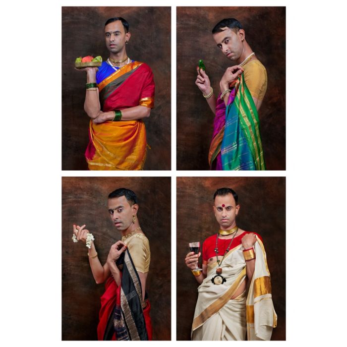 Lad holding Weapons of Seduction, A Ravi Varma Matrix of Feminity