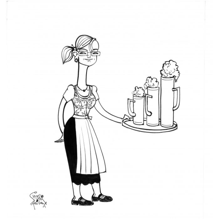 Girl with Beer Mugs in Aying