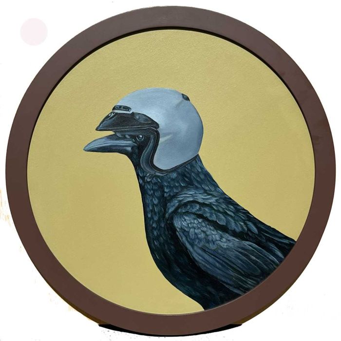 Crow with Helmet (Bird Series)